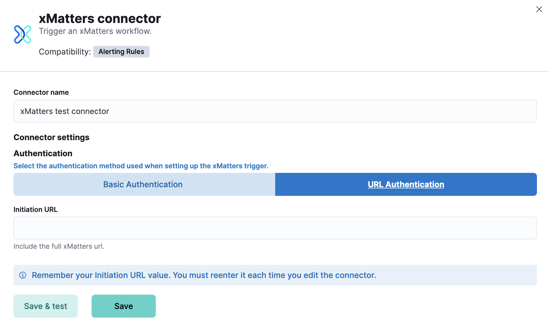 xMatters connector with url authentication