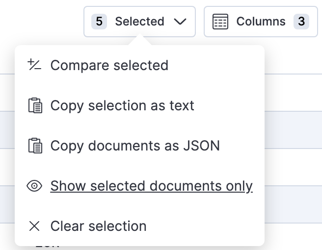 Compare data in the document table