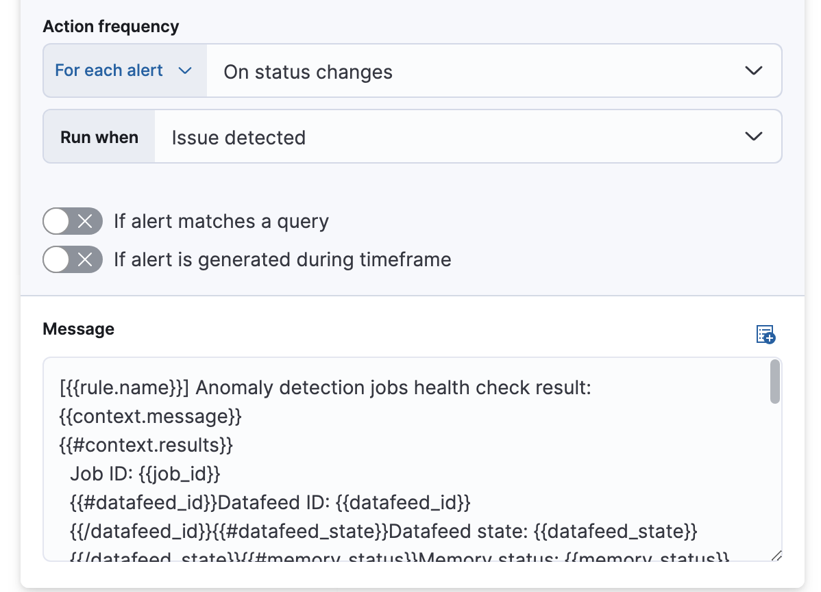 Adding an action for each alert in the rule