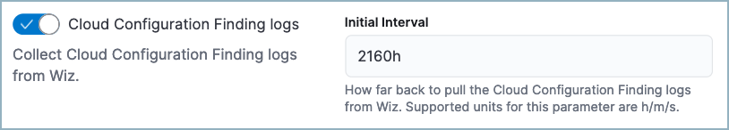 Wiz integration settings showing the findings toggle