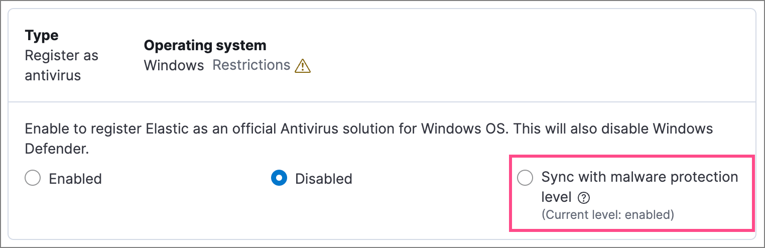 Register as antivirus section